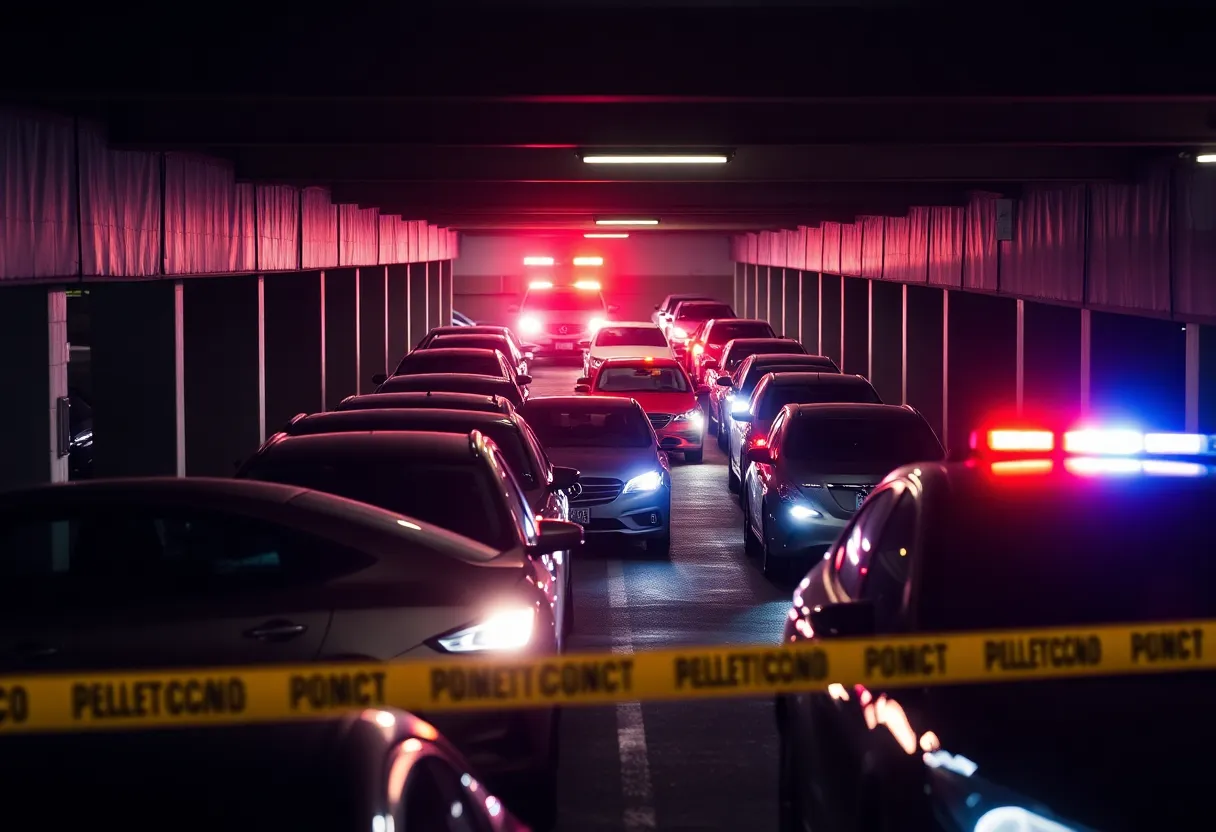 Emergency response at a parking garage in Houston Galleria
