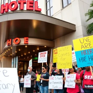 Protest at Hilton Americas-Houston for fair wages