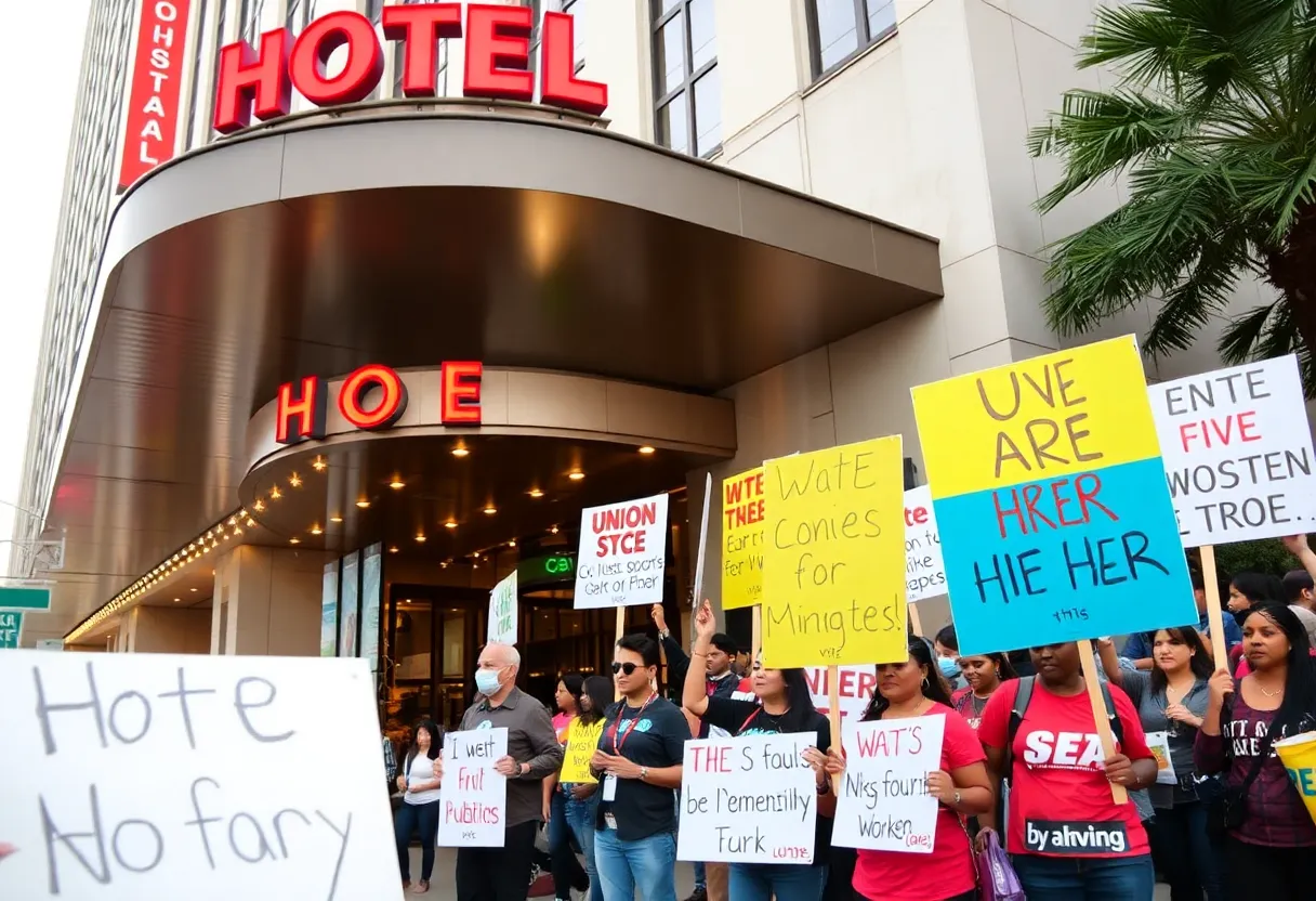 Protest at Hilton Americas-Houston for fair wages