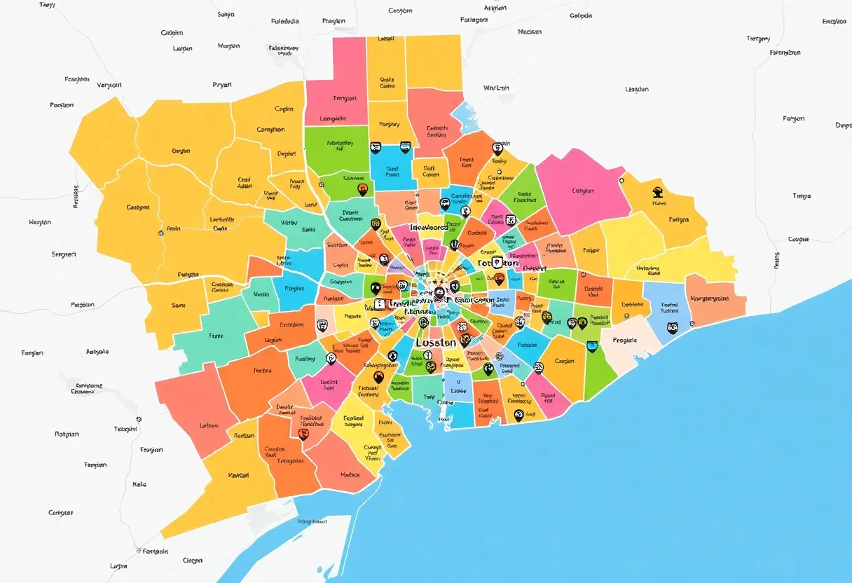 Proposed redistricting map of Houston highlighting district changes