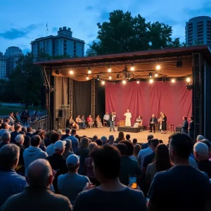 Audience enjoying a performance at the Houston Shakespeare Festival
