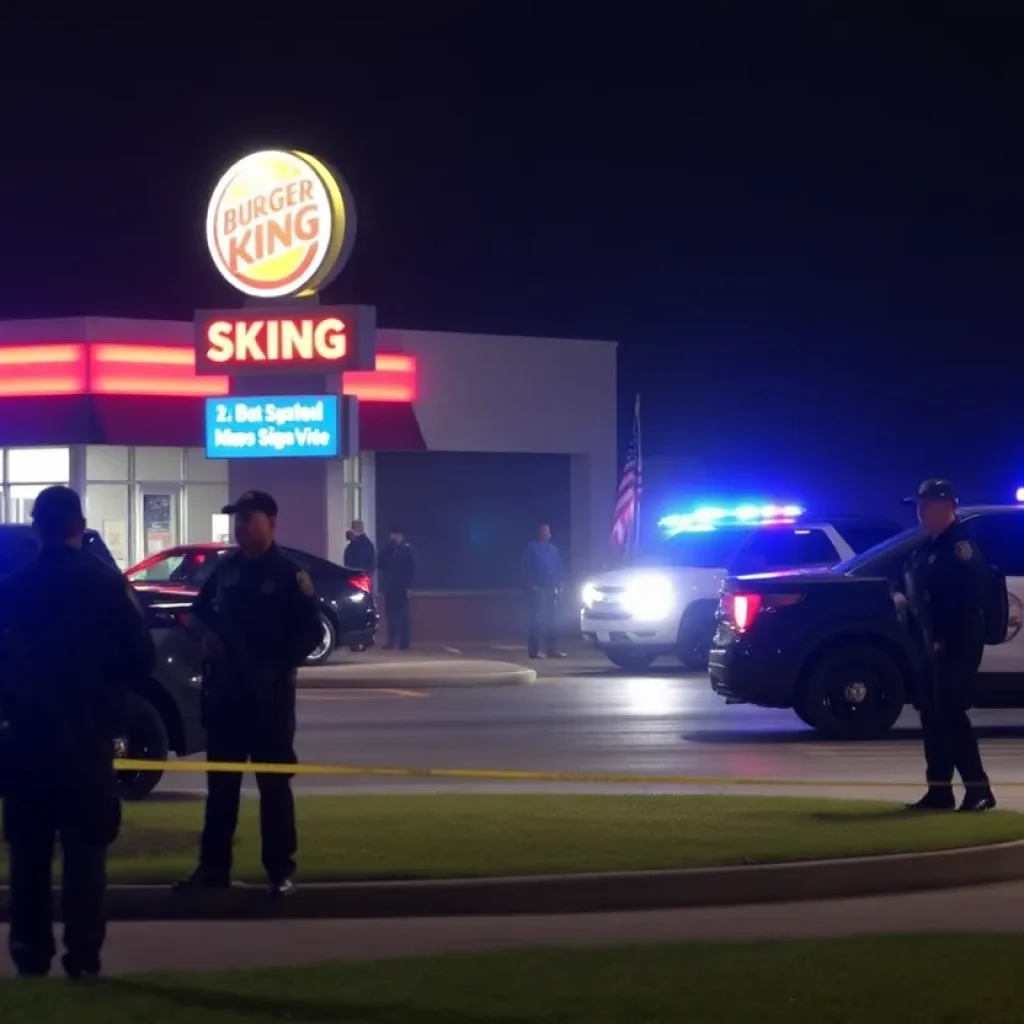 SWAT team outside a Burger King during a standoff
