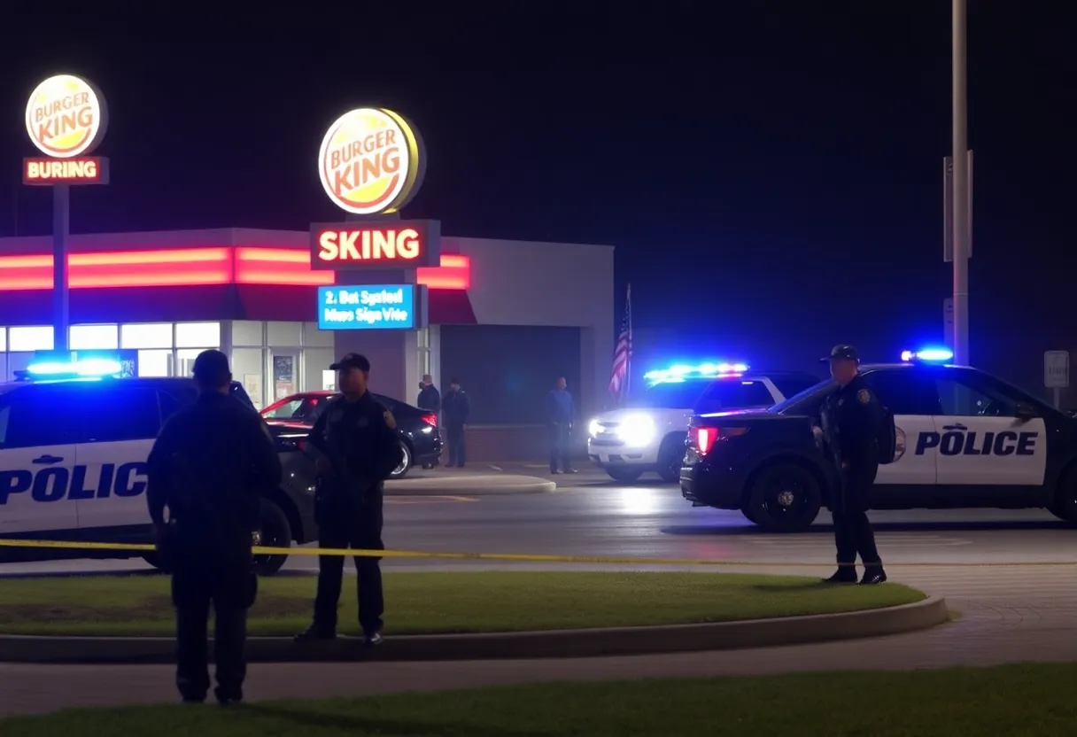 SWAT team outside a Burger King during a standoff