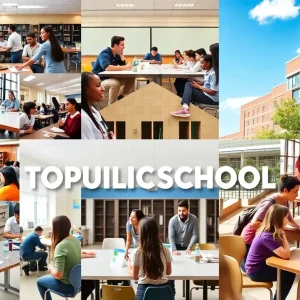 Collage of Houston's top public high schools with students engaged in various educational activities.