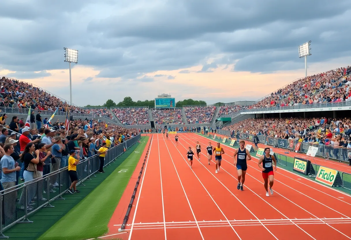 Track and field athletes competing during the UIL State Championship
