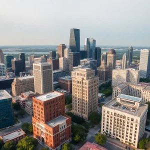 Houston skyline featuring prominent universities