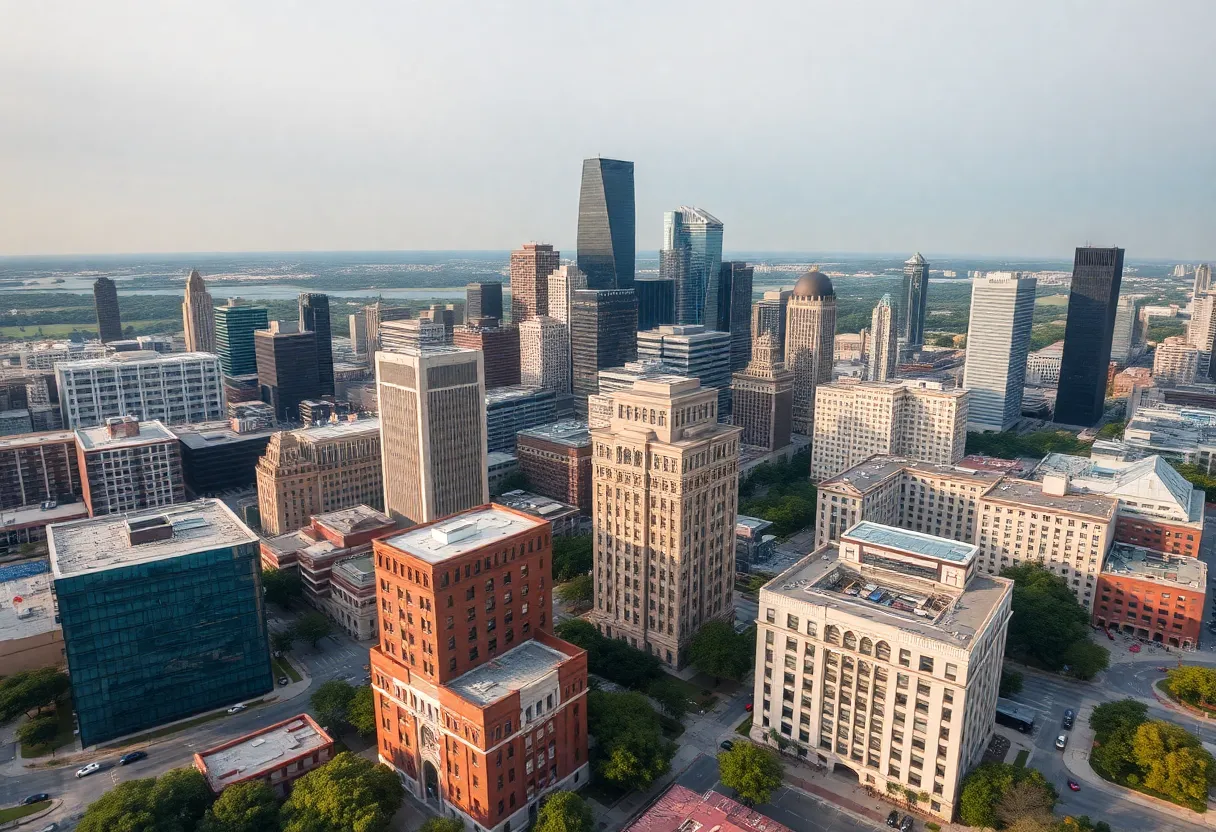 Houston skyline featuring prominent universities