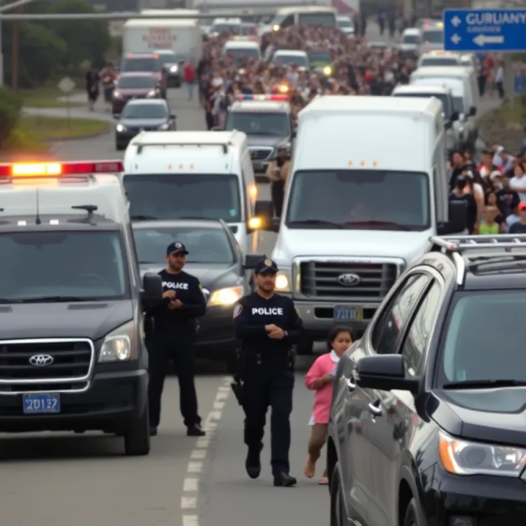 ICE agents conducting an immigration enforcement operation in Houston