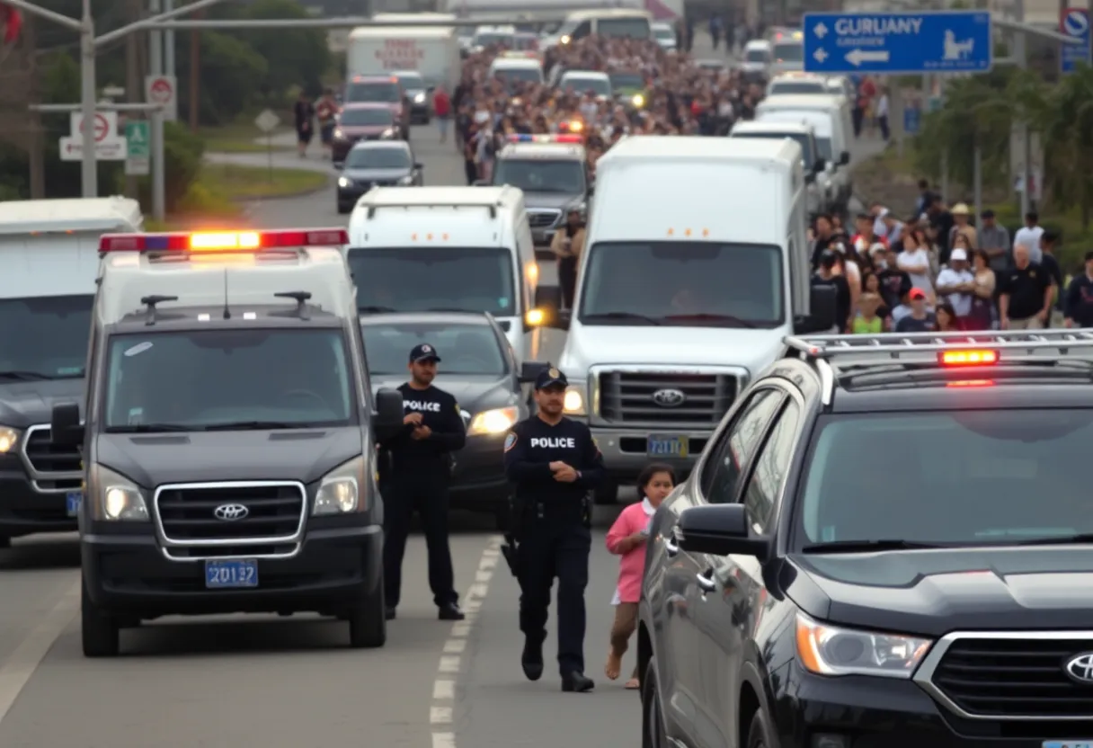 ICE agents conducting an immigration enforcement operation in Houston