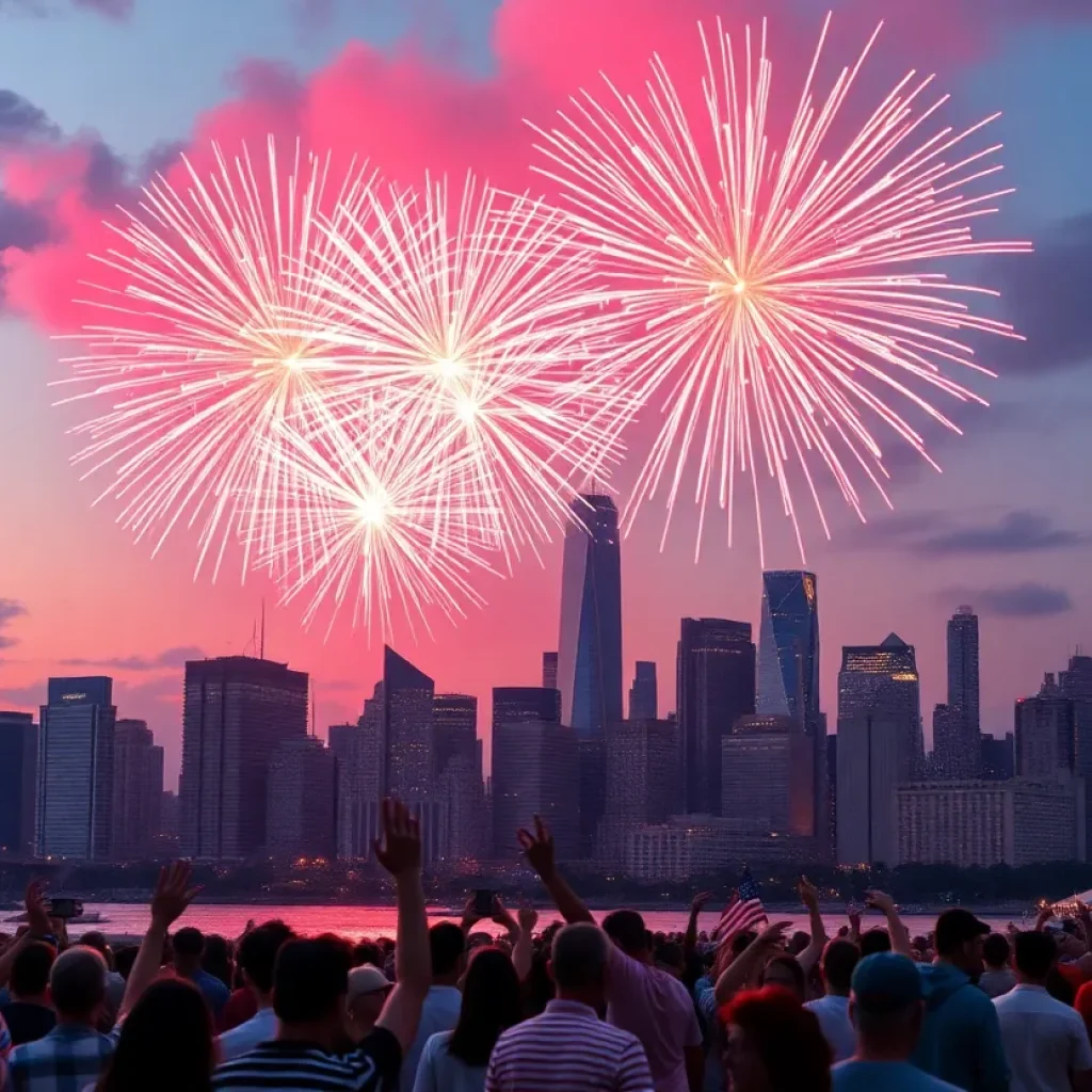 Fireworks over Austin and Houston during Independence Day celebrations