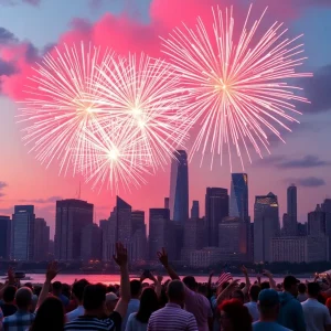 Fireworks over Austin and Houston during Independence Day celebrations