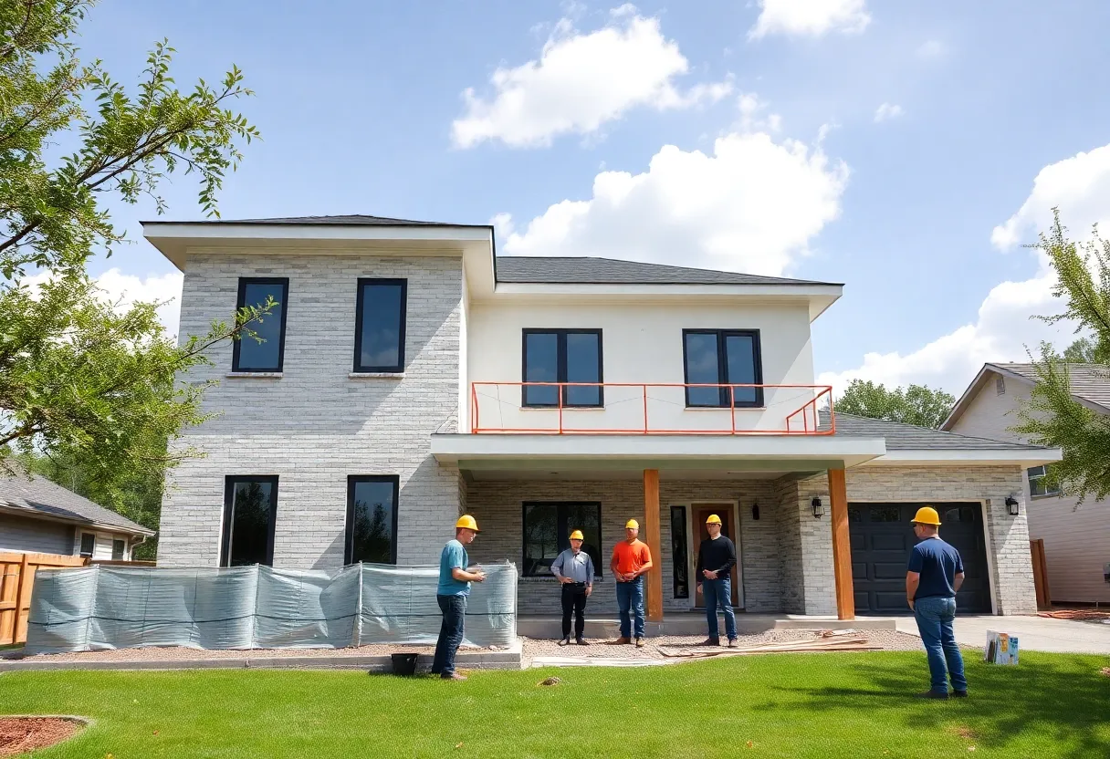 Construction of a modern home in Houston, Texas