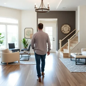 Interior view of an open house in Houston, showcasing spacious rooms and modern decor.