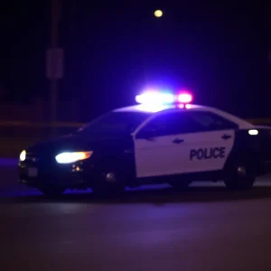 Police presence at night in a Houston neighborhood