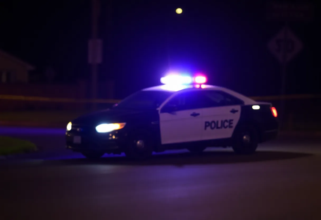 Police presence at night in a Houston neighborhood