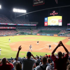 Baseball game at Globe Life Field featuring Texas Rangers and Houston Astros.