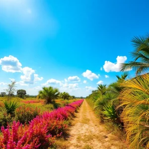 Sunny landscape of Southeast Texas during summer