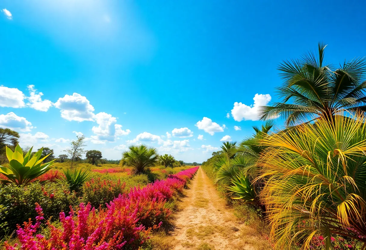 Sunny landscape of Southeast Texas during summer