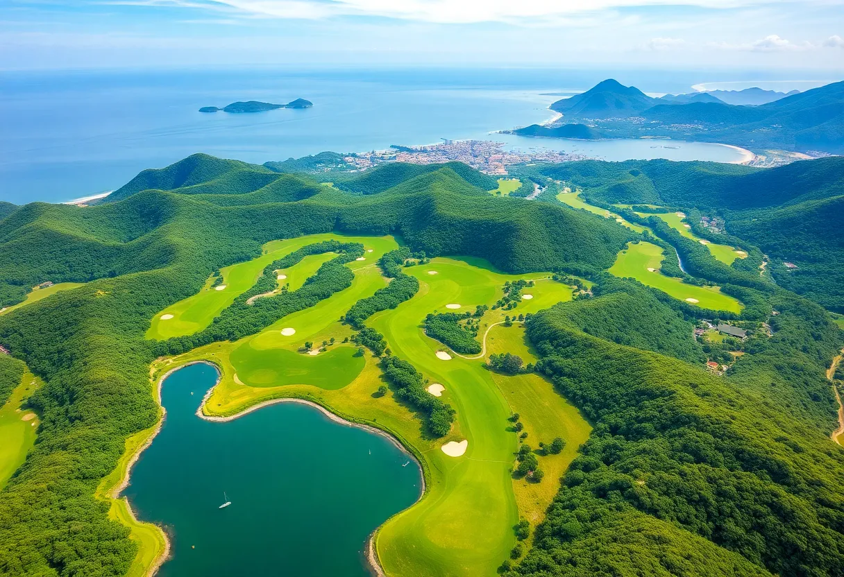 Beautiful golf course in Taiwan surrounded by mountains