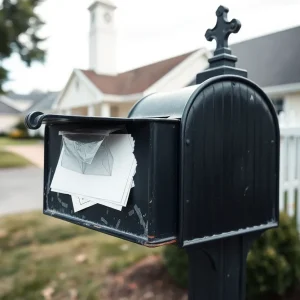 Tampered mailbox at The Cross Church