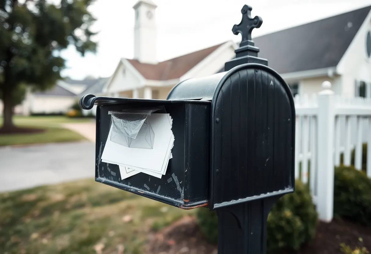 Tampered mailbox at The Cross Church