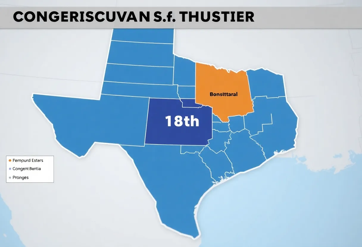 Map showing redistricting of Texas congressional districts