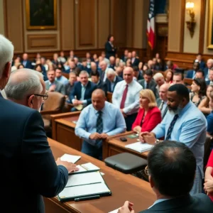 Texas legislative session focusing on redistricting matters with diverse stakeholders.