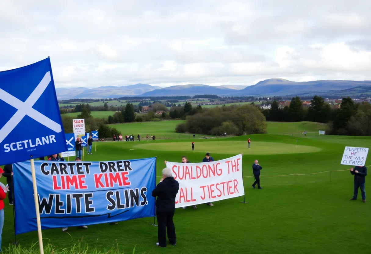 Protests during Trump's visit to Scotland at a golf course