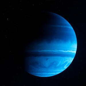 Artistic view of Uranus showcasing its striking blue color and surrounding cosmic stars