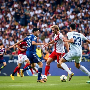 A competitive soccer match featuring Vancouver Whitecaps FC.