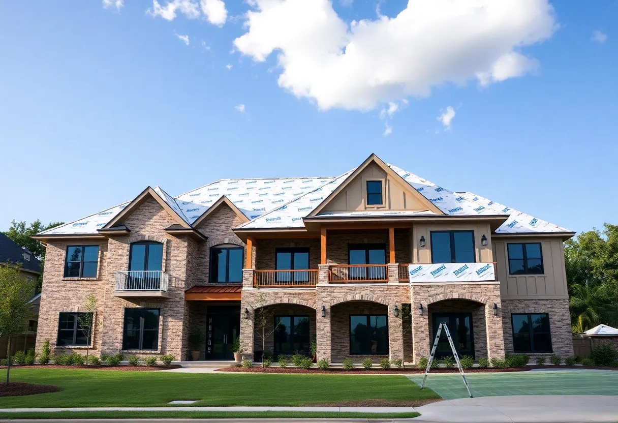 A custom home under construction in Houston, Texas.