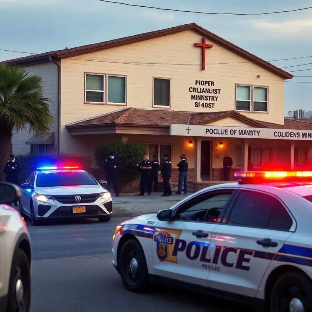 Law enforcement officers conducting a raid at a religious facility.
