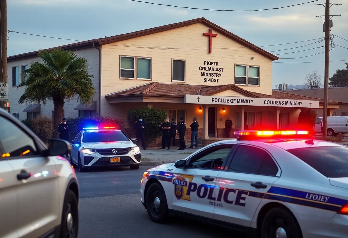 Law enforcement officers conducting a raid at a religious facility.