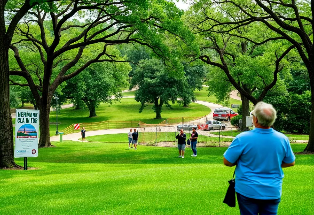 Hermann Park construction and community members voicing concerns.