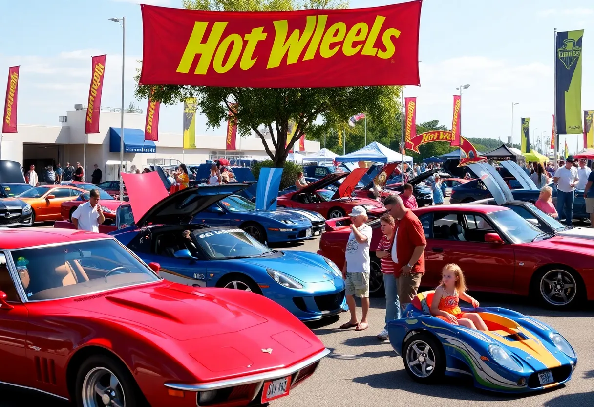 Car show featuring unique classic and exotic vehicles at Hot Wheels Legends Tour in Houston