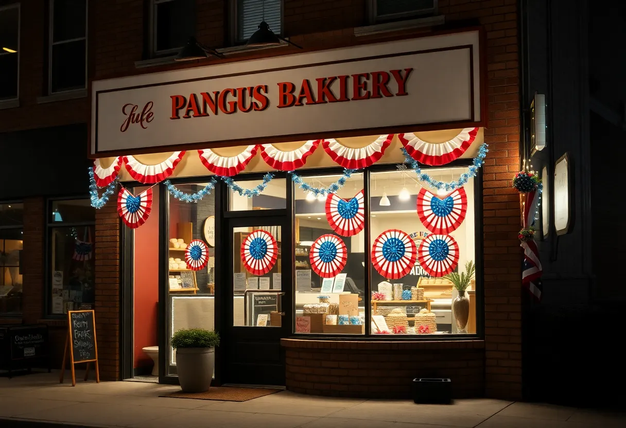 July 4 window decorations at Moeller's Bakery in Houston