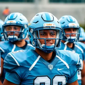 University of Houston football players in new uniforms