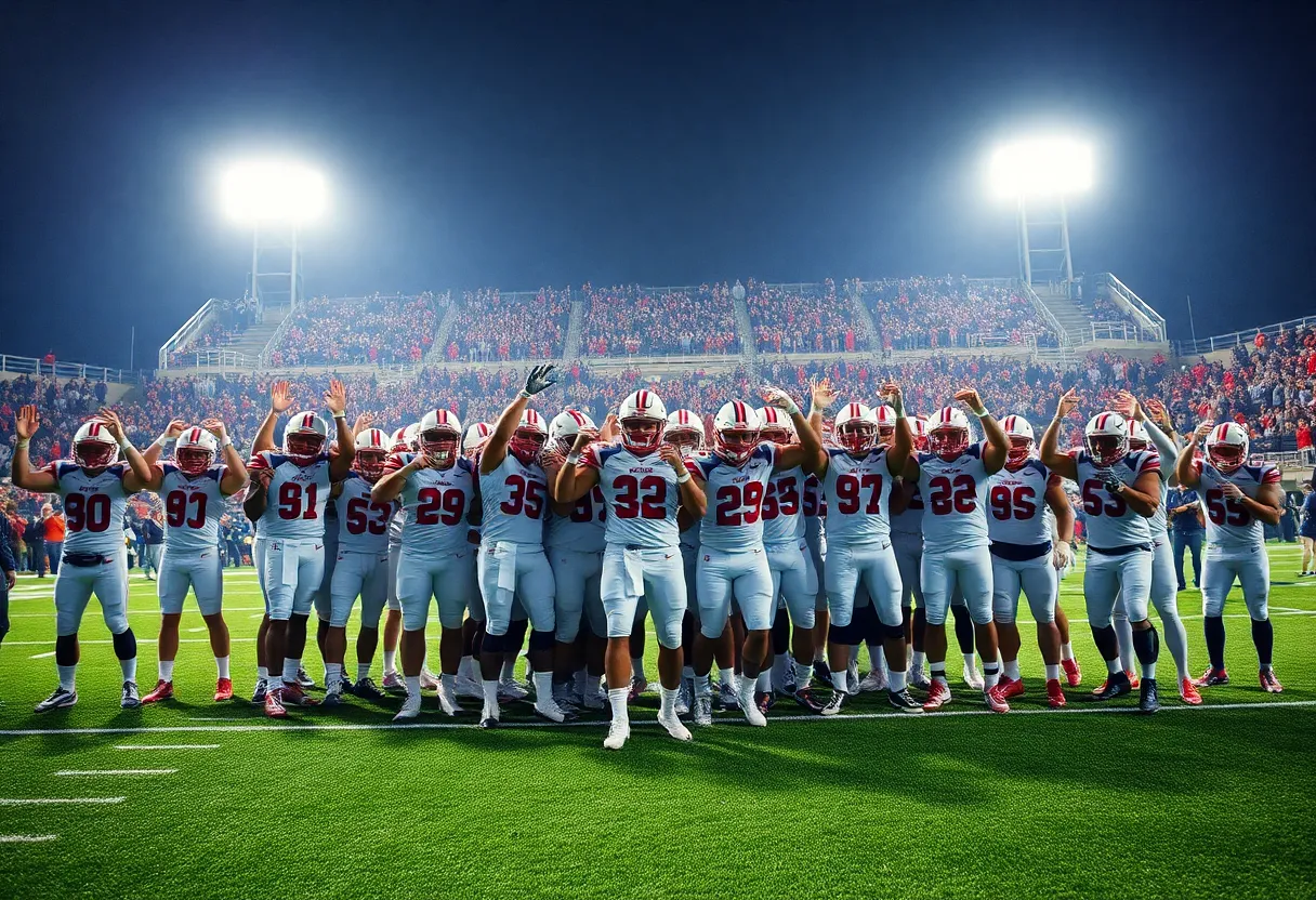 Houston Christian University football team celebrating