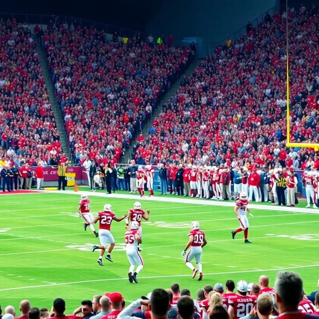 Houston Cougars football players on the field during a game.