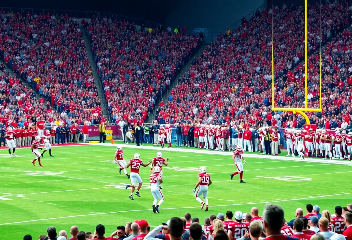 Houston Cougars football players on the field during a game.