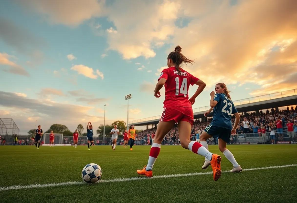 Houston Cougars women's soccer team in action during a game