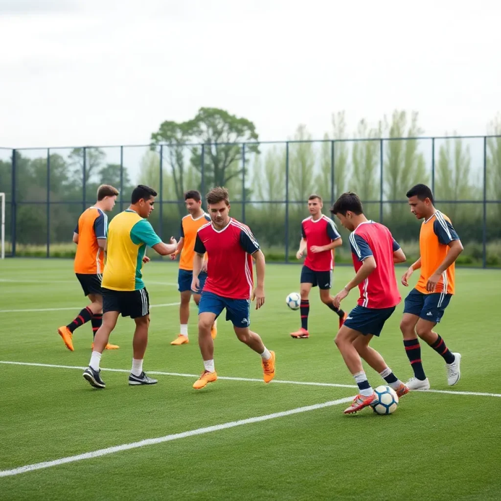 Houston Cougars soccer team training on the field