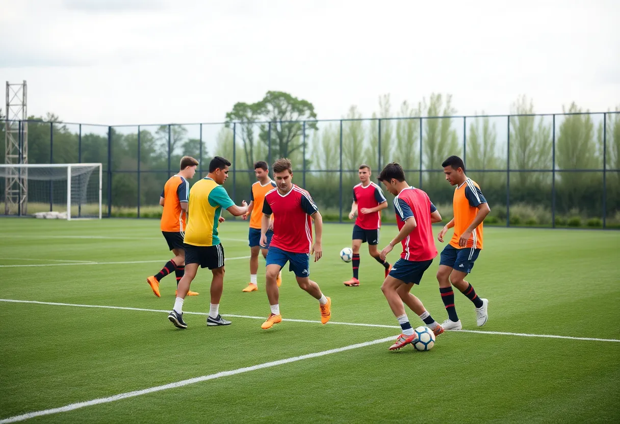 Houston Cougars soccer team training on the field