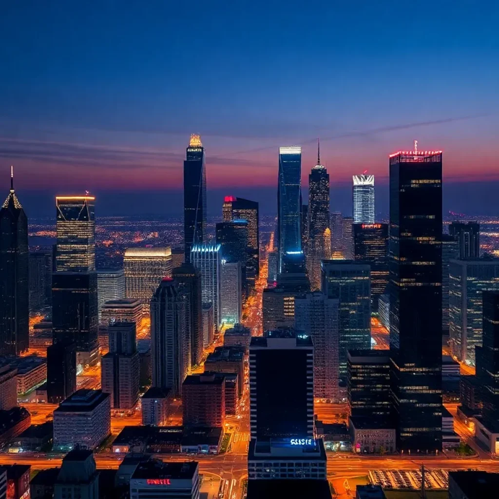 Houston skyline at sunset highlighting energy infrastructure