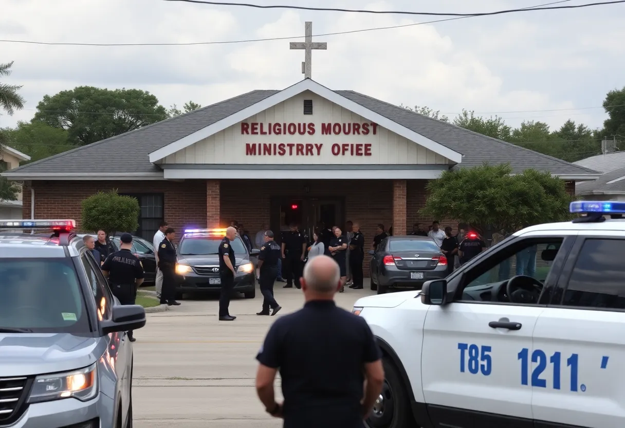 FBI agents conducting a raid on a ministry building in Houston