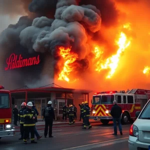 Firefighters tackling a large blaze at a building in Houston