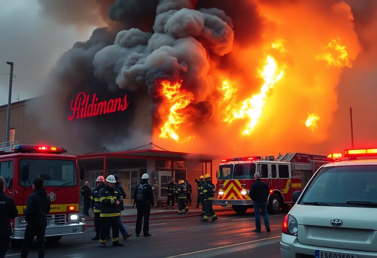 Firefighters tackling a large blaze at a building in Houston