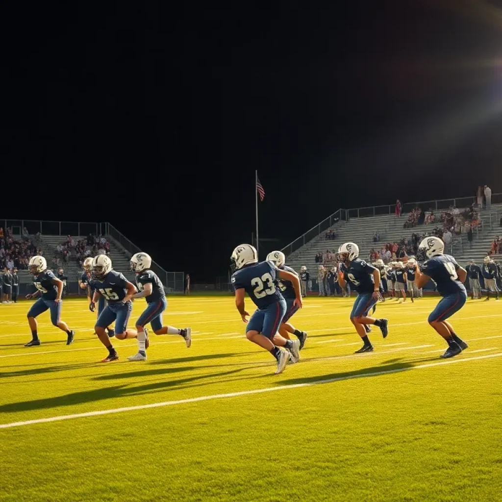 Houston high school football players practicing during training