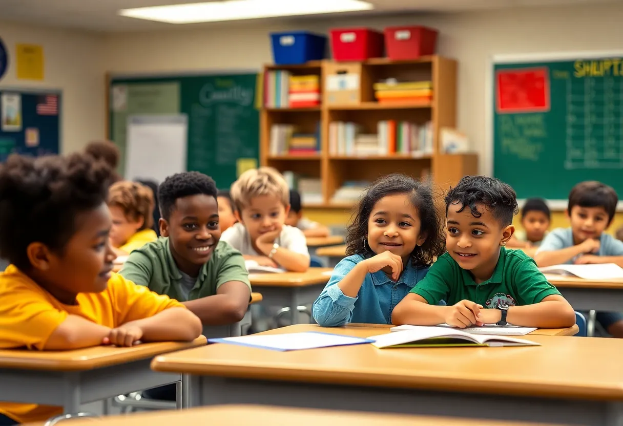 Students actively learning in a Houston classroom