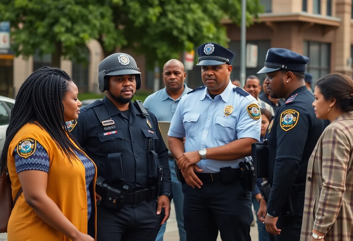 Law enforcement officers and community members collaborating in Houston.